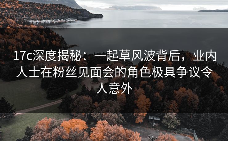 17c深度揭秘：一起草风波背后，业内人士在粉丝见面会的角色极具争议令人意外