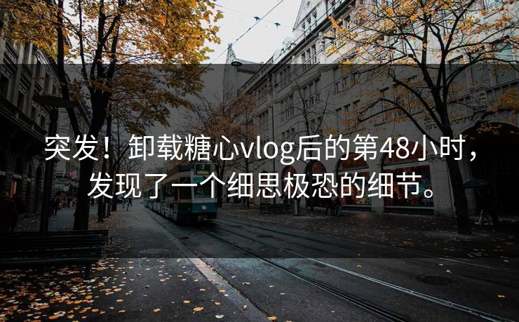 突发！卸载糖心vlog后的第48小时，发现了一个细思极恐的细节。